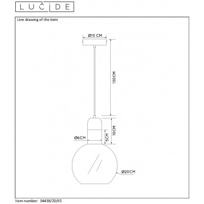 Lampa wisząca JULIUS - Pendant light - Ø 20 cm - E27 - Smoke Grey 34438/20/65 Lucide